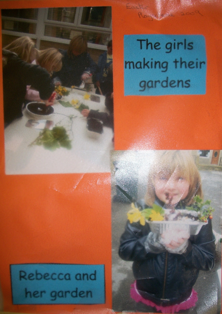 The girls making their gardens