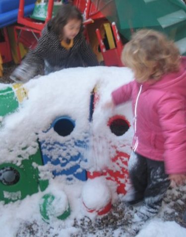 playing in the snow