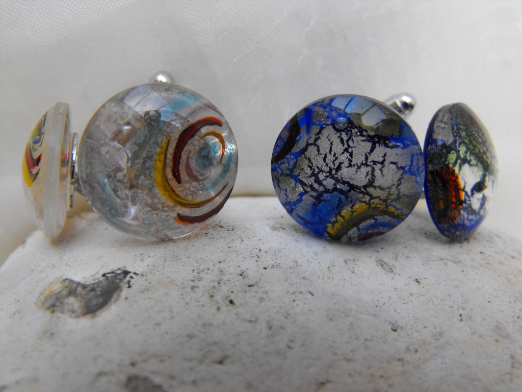 MURANO GLASS CUFFLINKS VARIOUS COLOURS &pound;5